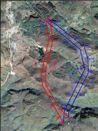 迁改路径示意图（红线为新建线路，蓝线为原线路）.png